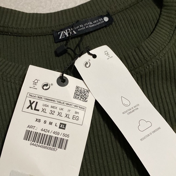 zara RUCHED DRESS KHAKI GREEN SZ L - Picture 8 of 14